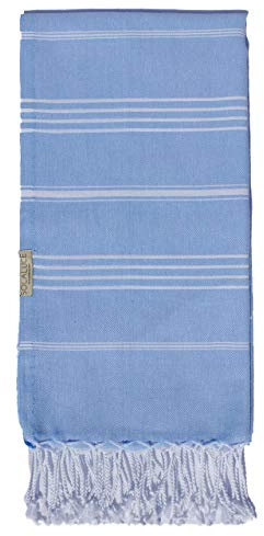 Lightweight 100% Turkish Cotton Gift Comfortable Super Absorbent Quick Dry Multicolor Towel for Marina Pool Yatch Hammam Bath Spa Sauna Beach Gym Fitness Yoga Camping Kitchen (LightBlue 1Pcs)