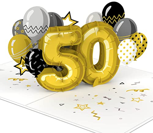 papercrush Pop-Up Karte 50. Geburtstag, Glückwunsch, 3D Geburtstagskarte | Schöne Glückwunschkarte für Mann & Frau (Mama & Papa), Originelles Geldgeschenk zum 50 jährigen Geburtstag & Jubiläum