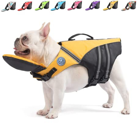 Mklhgty Dog Life Jacket, Reflective Dog Life Vest with Removable Neck Float & High Buoyancy for Swimming and Boating, Ripstop Pet Safety Swimsuit Rescue Handle for Small Medium Large Dogs