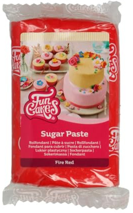 FunCakes Pasta di Zucchero Fire Red: facile da usare, liscia, flessibile, morbida e pieghevole, perfetta per decorare torte, halal, kosher e senza glutine. 250 gr