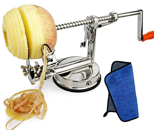 MASII Kartoffelschälmaschine Apfelschneider Edelstahl Apfelschälmaschine,Grey