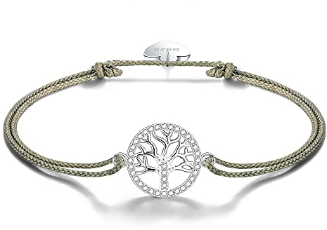 Viwind Bracciale da donna in argento Sterling 925, Albero della Vita Bracciale, regolabile 24 cm, fatto a mano, regalo con confezione regalo,per Natale ringraziamento