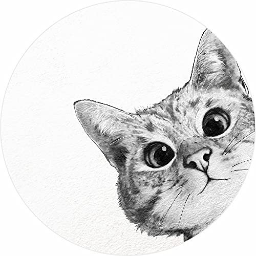 Mantiburi Papier peint photo Motif Sneaky Cat - Noir et blanc - Animaux - Chat - 1,4 m x 1,4 m - Blanc, noir, gris