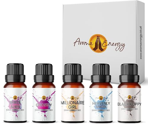 for Her Inspired Fragrance Oil Gift Set Box 5 x 10ml | for Home Diffuser Refill, Wax Melts, Soap & Candle Making, Perfume | Angels, Aliens, Ghostly, Millionaire Girl, Black Poppy | Made in UK