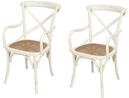 Biscottini 2 Esszimmerstühle Holz landhausstil möbel 89x43x50 cm - Küchenstühle Holz - Rattanstühle esszimmermöbel Vintage - Bistrot Rattan Stuhl - Retro küchenmöbel - Esstisch stühle