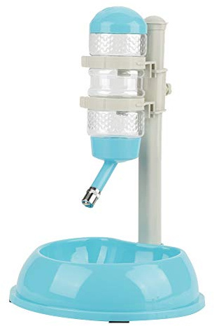 lyrlody Dispenser per Acqua per Animali Domestici, Scodella Animali Domestici con Automatici Acqua 2 in 1 Ciotola Dell'Erogatore dell'Acqua, Regolabile in Altezza(Blu)