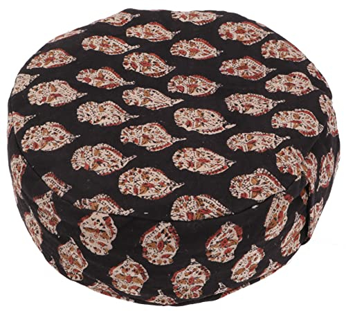 GURU SHOP Cojín de meditación indio con relleno de espelta, cojín de yoga, cojín de yoga, cojín de asiento, cojín de suelo, cojín de yoga, color negromarrónbeige, 10 x 30 x 30 cm, cojín de