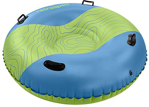 Retrospec Snowslide XL 54” Inflatable Snow Tube with Puncture Resistant PVC, 4 XL Grab Handles and Repair Kit | Winter Snow Sports, Sledding and Snow Tubing