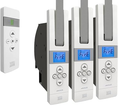 WIR elektronik, eWickler Maxi 3 Fenster Funk-Set, eW845-F, 3x elektrischer Gurtwickler + 1x Fernbedienung FB-9, für 17-23 mm Gurtband, Unterputz, bis 75 kg,inkl. Netzstecker (3 Fenster)