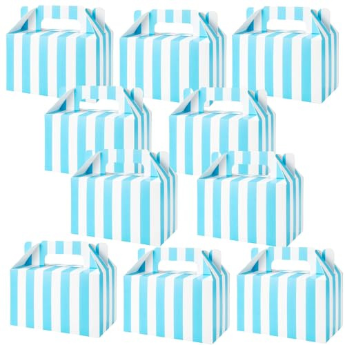 24 Pack Party Favor Treat Boxes Thickened Paper Gift Box Candy Snack Goodie Bag for Birthdays Wedding Holiday Baby Shower Graduations 15 * 9 * 9CM (White Blue)