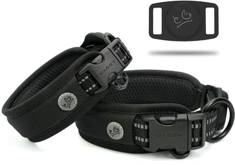 Airtag Hundehalsband, Premium-Airtag-Hundehalsbandhalter, verstellbar, strapazierfähig, 3M, reflektierend, kein Scheuern, ultraweich, Air-Mesh-gepolstert, Schnellverschluss-Schnalle, für kleine,
