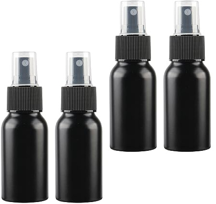 BPZXL 4 Stück, 50ml Schwarz Aluminium Sprühflasche mit Schwarz Sprühkopf Sprühflasche Reinigung Klein Feinen Nebel Reiseflaschen Nachfüllbar Sprühflaschen