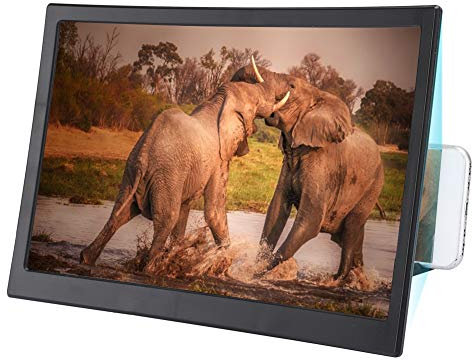 12 Phone Screen Magnifier, 3D HD Mobile Phone Curved Screen Enlarger Amplifier Projector for Movies Videos and Gaming, Foldable Phone Holder Stand, for All Smartphones