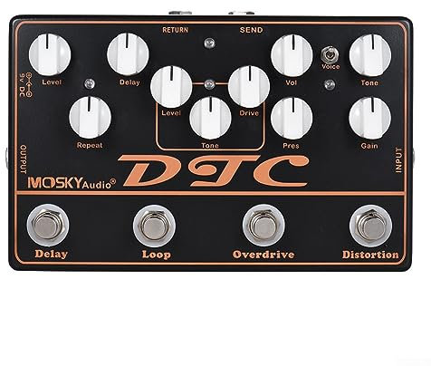 4-in-1 Multi-E-Gitarren-Effektpedal Overdrive Distortion Loop, Multifunktionspedal mit Distortion Overdrive Loop Delay-Effekten in 1 Einheit