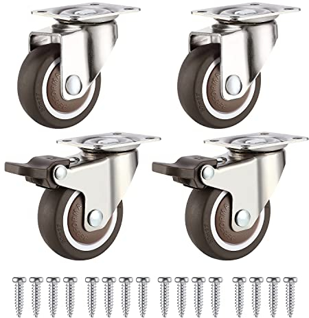 4 Lenkrollen 25 mm mit Schrauben Schwerlastrollen Möbelrollen Lenkrollen Gummirollen für Möbel, Tisch, Wagen