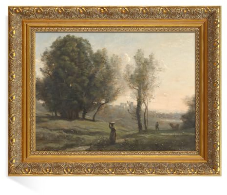 FOLKOR DIY Solid Wood Frame for 30x40 Canvas Oil Paintings, 2.4 Wide Antique Gold Ornate Picture Frame for Landscape Portrait Prints Posters (Empty Frame Only, No Plexiglass & Backing Board)