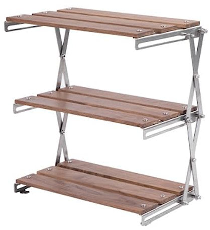 Otufan Leichter Campingschrank mit 3 Regalen, zusammenklappbare Reise-Aufbewahrungseinheit für Camping-Aufbewahrung, Outdoor-Camping-Küche für Garten, Grillparty, Picknicks, Hinterhöfe