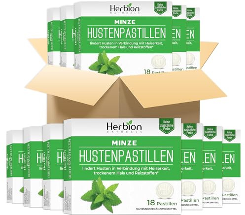 Herbion Naturals Hustenbonbons mit natürlichem Minzgeschmack, Nahrungsergänzungsmittel, lindert Husten, 18 Lutschtabletten (Packung mit 48) | Nahrungsergänzungsmittel, lindert Husten, 18 Lutschtabletten (Packung mit 48)