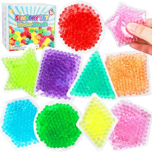 9 Stück Water Beads Anti-Stress Bälle für Kinder und Erwachsene, Kühlkissen, Kühlpads, Quetschball Antistress Spielzeug mit Wasserperlen