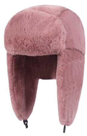 Unisex Winter Fliegermütze, Pilotenmütze mit Ohrenklappen Winddicht Trappermütze Russische Ushanka Warme Wintermütze für Outdoor Aktivitüten (DE/NL/SE/PL, Alphanumerisch, Einheitsgröße, Rosa)