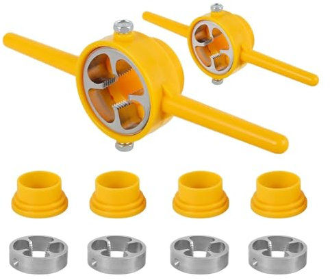 Sefdrert NPT-Schneideisen-Set, PVC-Gewindeschneider, Rohreinfädler, Sanitärwerkzeug, manuelles NPT-Rundschablonen-Set für PVC-Rohre, Gelb, 6 Stück