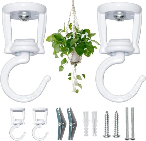 2 Pièces Crochet de Plafond pour Plantes Suspendues, Blanc Crochet de Suspension Murale pour Plante, Support Panier Suspendu pour Suspendre Pots de Fleurs, Carillons Éoliens, Nichoirs, Lanternes