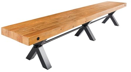 Sitzbank THOR - 240cm - natur - Pinienholz Metall-Gestell massiv Industrial | Unikat, handgefertigt, lackiert, hohe Belastbarkeit, Bohlenoptik, X-Gestell, mit Querstrebe, vielseitig einsetzbar