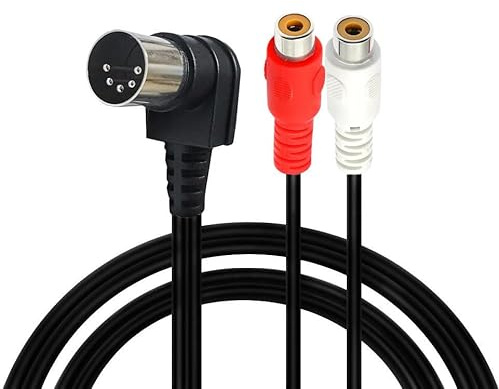 Hanprmeee Right Angle Din 5 Pin to RCA Cable, 90 Degree 5 Pin Din Male to 2 RCA Female Professional Grade Audio Cable for Ban-g & Oluf-sen, NAI-m, Qu-ad, Stereo Systems (1.5M)