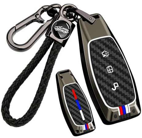 ontto Schlüsselhülle Autoschlüssel Hülle Cover Schutzhülle Leuchtende Silikonhülle Passt für Ford B-Max Focus 4 MK3 MK4 Kuga Puma ST C-Max Fiesta C-Max 4 Tasten Schlüsselanhänger 3 Tasten-A Schwarz