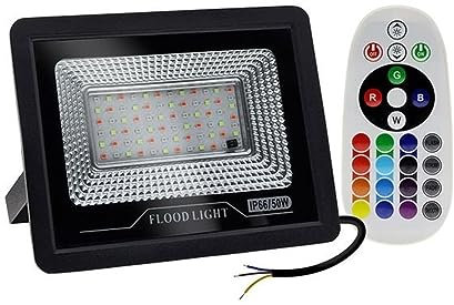 Projecteur LED extérieur, LED Projecteur 50W 100W IP66 Étanche RGB Projecteur Extérieur Couleur Changeante RGB Projecteur For Jardin Paysage Éclairage pour portes de garage de jardin(100W-No Plug)