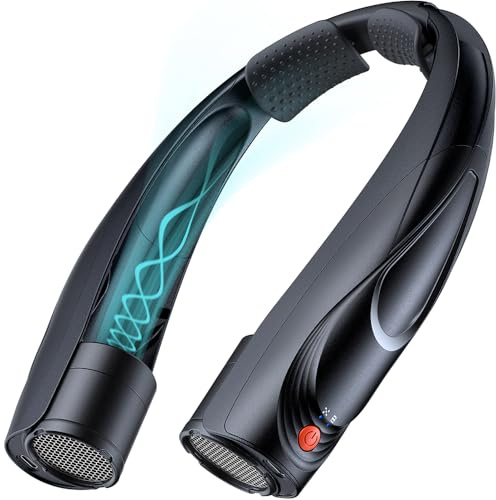 Tomatofrydan Nackfläkt, 6 000 mAh, bärbar personlig fläkt, 6 hastigheter, fläkthals bärbar med 360° kylning, luftflöde, fria händer, personlig USB-fläkt (svart)