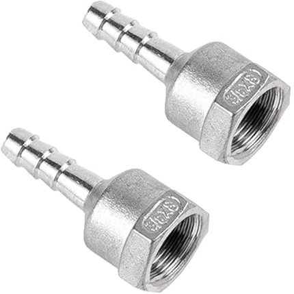 Schlauchverbinder mit Widerhaken, 8 mm auf 15 mm Innengewinde, Rohradapter, 304 Edelstahl, Schlauchkupplung, 2 Stück