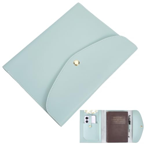 craspire A5 Notizbuchhülle Aus Leder Mit Kartenfächern Wasserdicht Dunkelseegrün PU Umschlagmappe Business Aktentasche Umschlagmappe Leder Portfolio Organizer Für Notizblöcke Telefonkarten