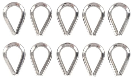 Guardacabos Tyenaza para cable de acero, 10 unidades, de acero inoxidable 316, resistentes, con anillos triangulares M3 para aparejar estructuras de sombra.