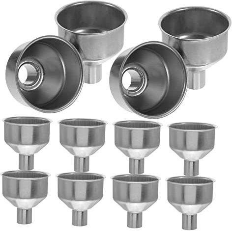 Alipis 10piezas Embudo De Acero Inoxidable Mini Para Aceite y Vino Reutilizable y Práctico Para Uso Cocina