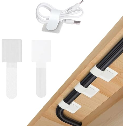 lioewhu Organizador Cables, 60 Piezas Sujeta Cables Adhesivo, Sujetacables Autoadhesivos, Escritorio para Organización de Cable para Cable Management en la Oficina, en Casa y para TV