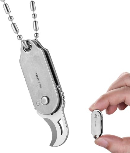 KEEPO LINK Mini Titanium Pocket Knife for Everyday Use, OLK01 (Grey) | Razor-Sharp Versatile Blade, Small Folding Knife as an EDC Tool for Men