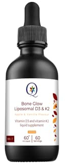 QW Bone Glow Liposomal D3 | 300ml High Strength Vitamin D3 K2 Supplement | Vitamin D 4000 IU & K2 100µg per Serving | Vitamin D Drops | Non-GMO & Vegan Friendly | Made in The UK