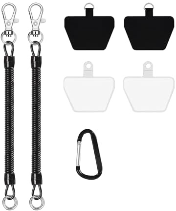 7 Pezzi Telefono Portatile con Molla Kit, Cordino di Sicurezza Telefono con Patch Antifurto Cavo Spirale Elefono Cavo Spirale Per la maggior parte degli Smartphone Per lo Sci