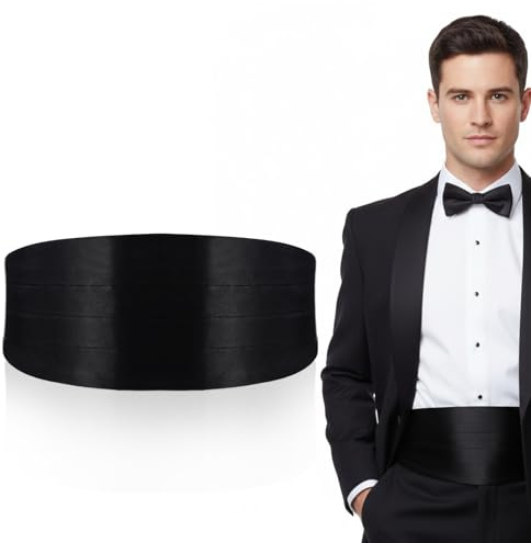 Yolev Cummerbund for Men Black Cummerbund with Adjustable