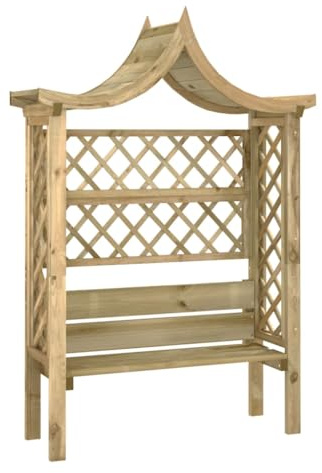 Emmtore Pérgola de jardín con Techo y Banco Madera de Pino impregnada