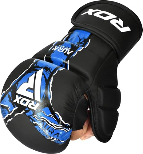 RDX Aura Plus F17 Gants de Grappling pour Homme et Femme, Gants MMA à Paume Ouverte, Gants d’Entraînement pour Prise, Sparring et Combat au Sol, Rembourrage Amortissant, MMA Gloves
