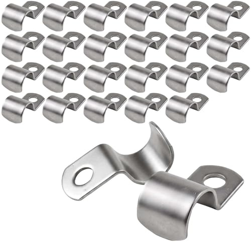 YUUTIAL 25Stk Kabelschellen Metall 16mm U-Rohrschellen Befestigungsschelle | 304 Edelstahl V2A,für Wand und Decke, Stabile Befestigungsschelle Kabel und Rohre,rostfrei & stabil,50 Stück