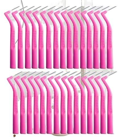 Interdentalborste L-formade interdentala borstar, ergonomiskt vinklat handtag, flerfärgat munvårdsverktyg, 30/50 st (rosa 30 st)