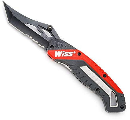 Wiss WKFPNS1EU Navaja de Bolsillo Plegable de Acero Inoxidable con Revestimiento de Titanio, Rojo/Gris