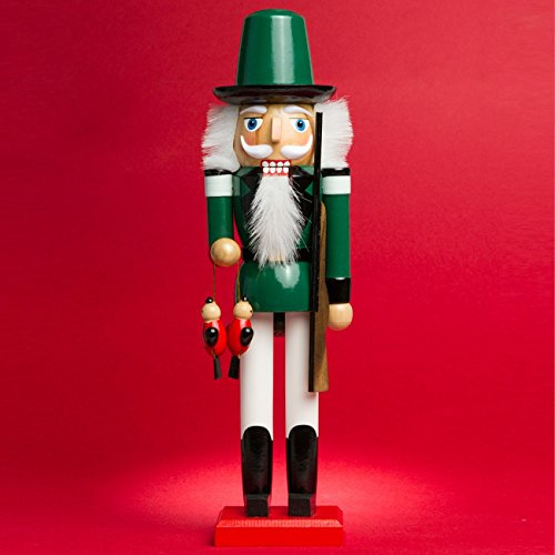 SIKORA NK-A Deko Nussknacker Figur aus Holz Verschiedene Motive 2 Größen, Farbe/Modell:A03 grün - Jäger, Größe:Höhe ca. 28 cm