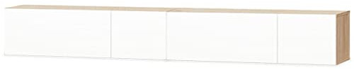vidaXL Meubles TV 2 pcs, Armoire de Télévision avec Compartiment, Meuble Télé de Salon Intérieur, Moderne, Bois d’Ingénierie Chêne et Blanc Brillant
