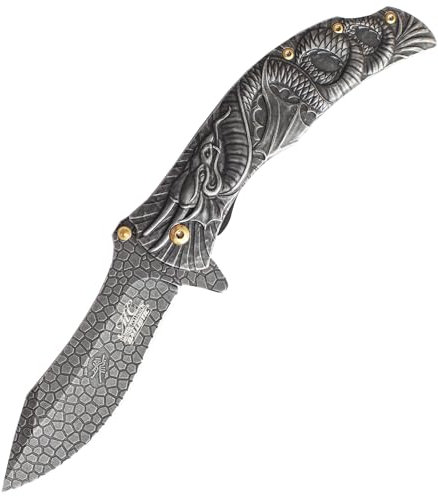 RKS DIFFUSION Couteau Pliant Dragon Noir MC-A014SW Master Cutlery Couteau de Poche Camping Fantasy