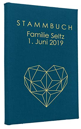 Hochzeitideal – Personalisiertes Stammbuch der Familie Nr.146 türkis 21,0 cm x 15,0 cm - Buchbinderleinen Stammbuch Hochzeit - Familienbuch Standesamt mit 6-Fach Ringmechanik für die Eheurkunde