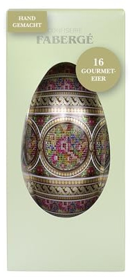 Lauensteiner Fabergé Jumbo-Ei | Aus Metall - Motiv nicht wählbar | Prall gefüllt mit 250g Schoko-Ostereiern ohne Alkohol | Geschenk zu Ostern für Groß und Klein